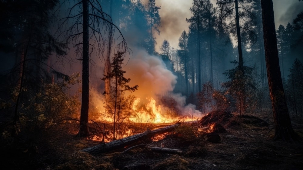 wildfire in forest