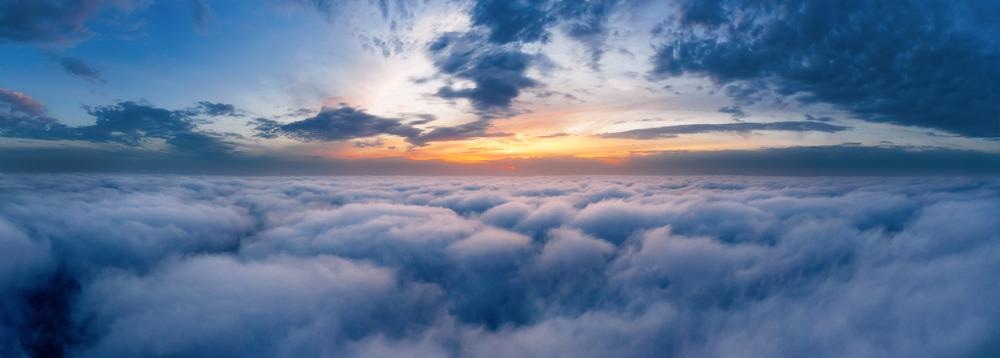 sunset, clouds, solar power, space