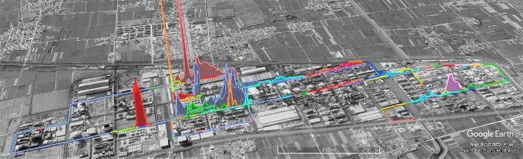 Figure 3 shows locations of compositionally-distinct VOC plumes at the petrochemical facility.