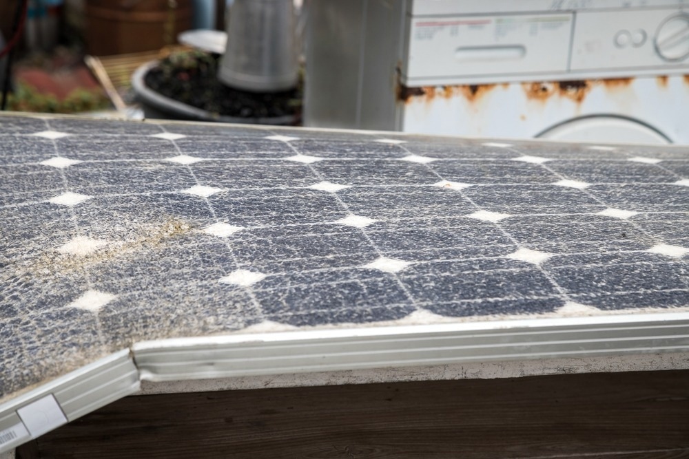 old, degraded solar panel, recycling