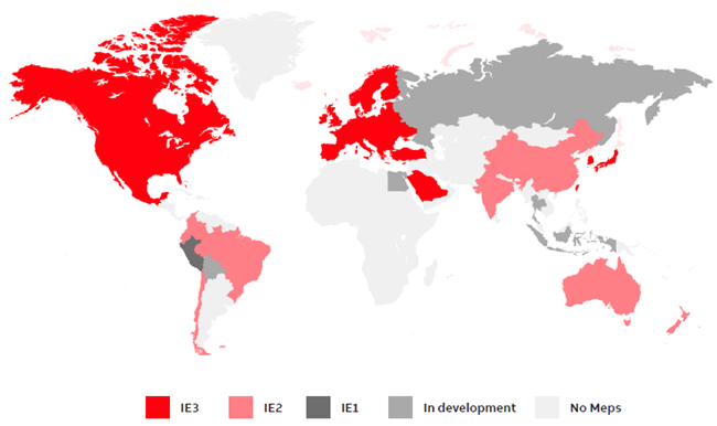 Minimum energy performance standards worldwide for electric motors
