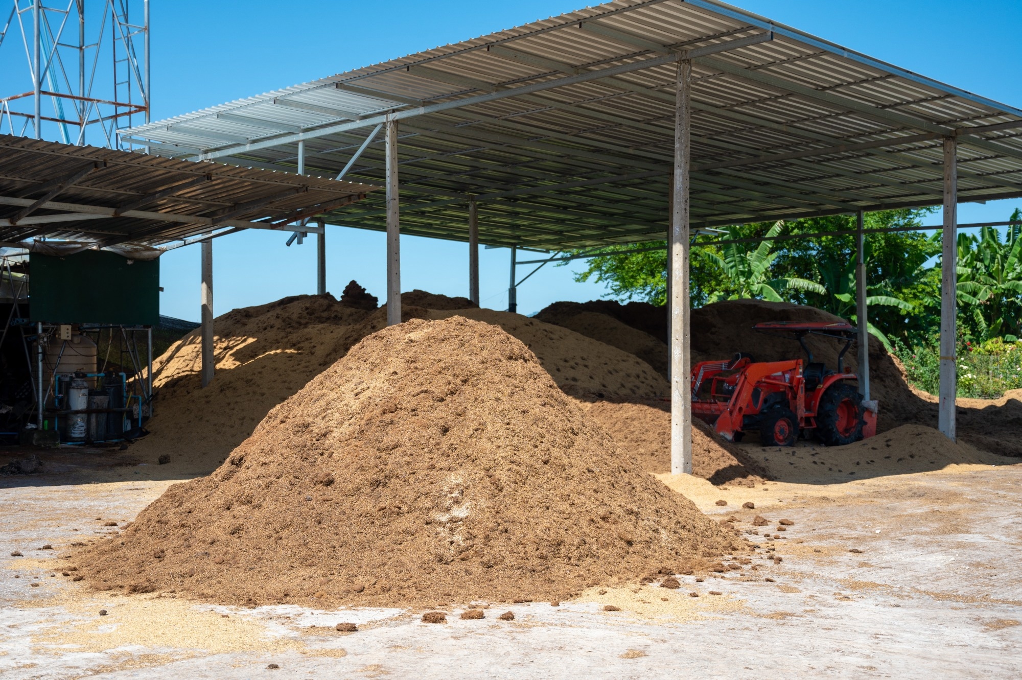 risk husk in a large pile at a farm
