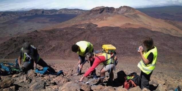Sample Collection for Laboratory Gas and Liquid Analysis, at Crater of Teide Volcano, Tenerife
