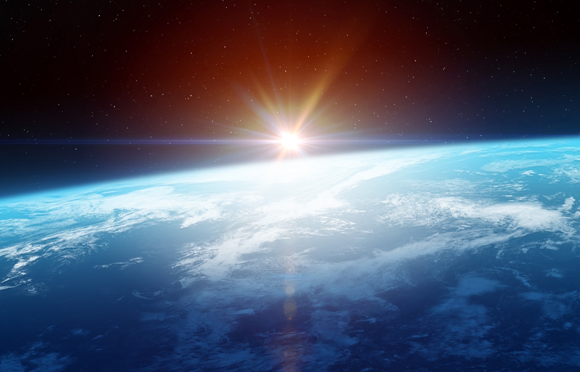 Sunrise over earth, image taken from space