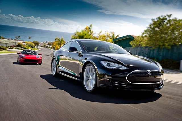 Model S Alpha & Roadster on the Road Together.