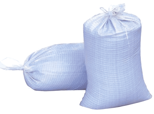 Sandbags made from polypropylene, one of the many applications of this flexible polymer.