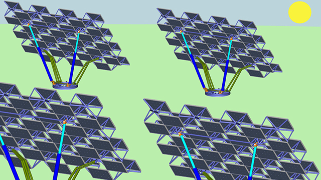 3D PV Leaves Track & Park develop park sites for trackers on city fringes locate on highways for e-car battery exchange
