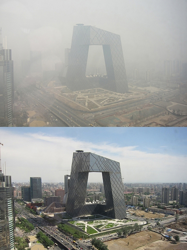 Copper coils creating an electrostatic field can clear the smog creating pockets of clean air.
