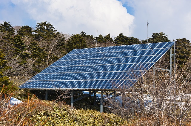 Solar panel at Hallasan mountain on the Jeju island of South Korea