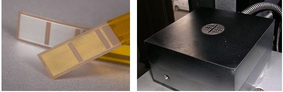 Disposable (left) and reusable (right) dielectric sensors