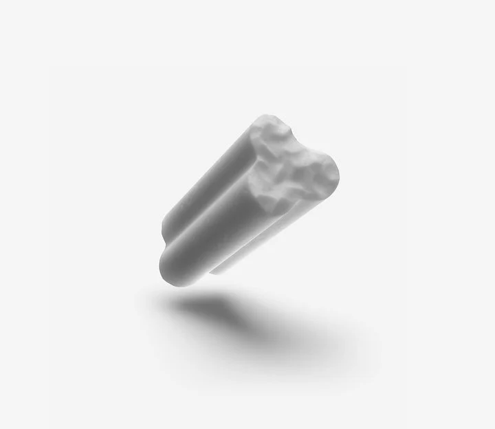 A piece of white material representing the catalysts involved.