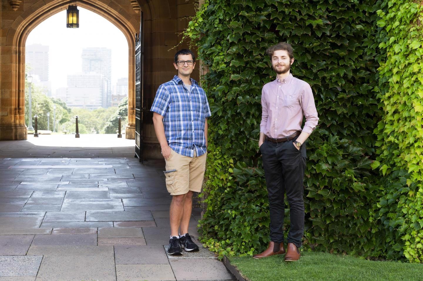 Eric Hester (right) and his PhD supervisor Dr Geoffrey Vasil from the School of Mathematics at the University of Sydney.