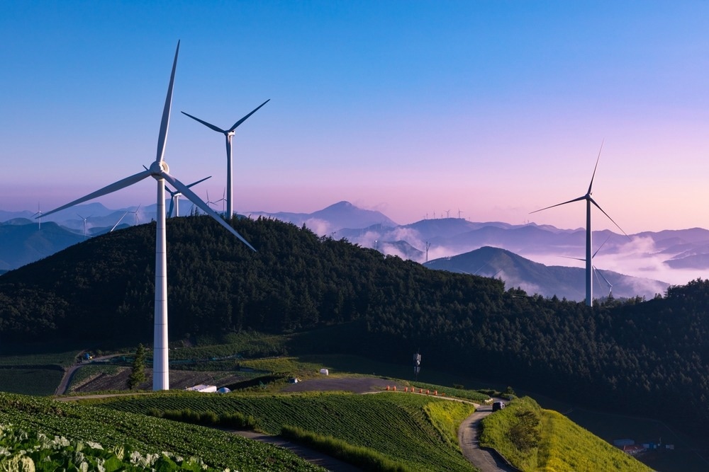 mountains, wind farm
