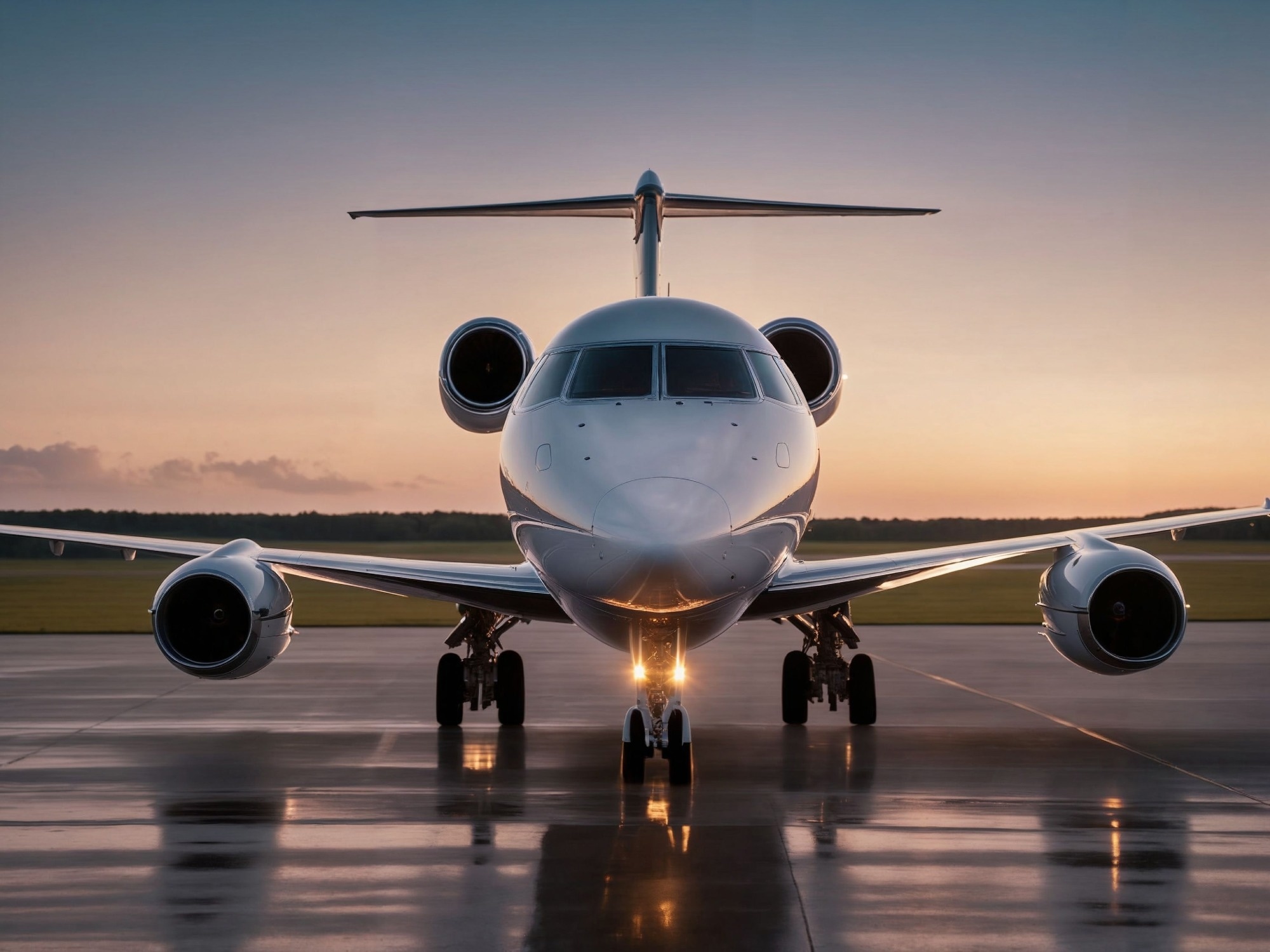 Private Jet is on runway