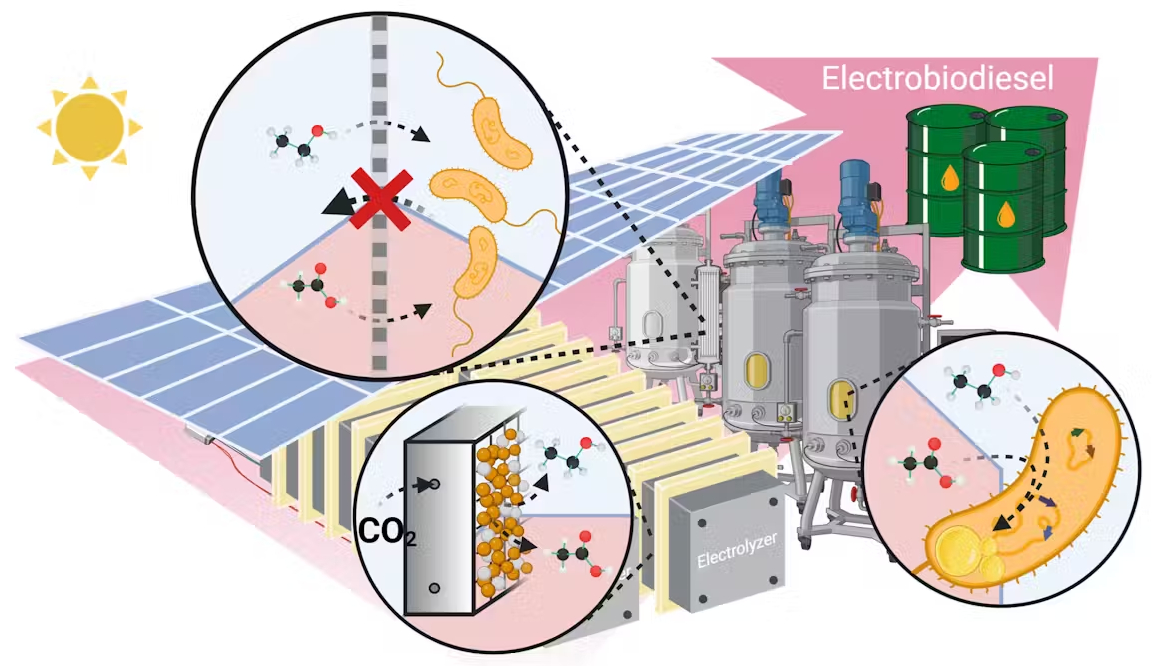 Electro-Biodiesel Reduces Carbon Emissions and Land Use