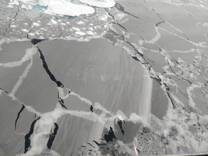 Depiction of the Arctic sea ice melting as a result of climate change.