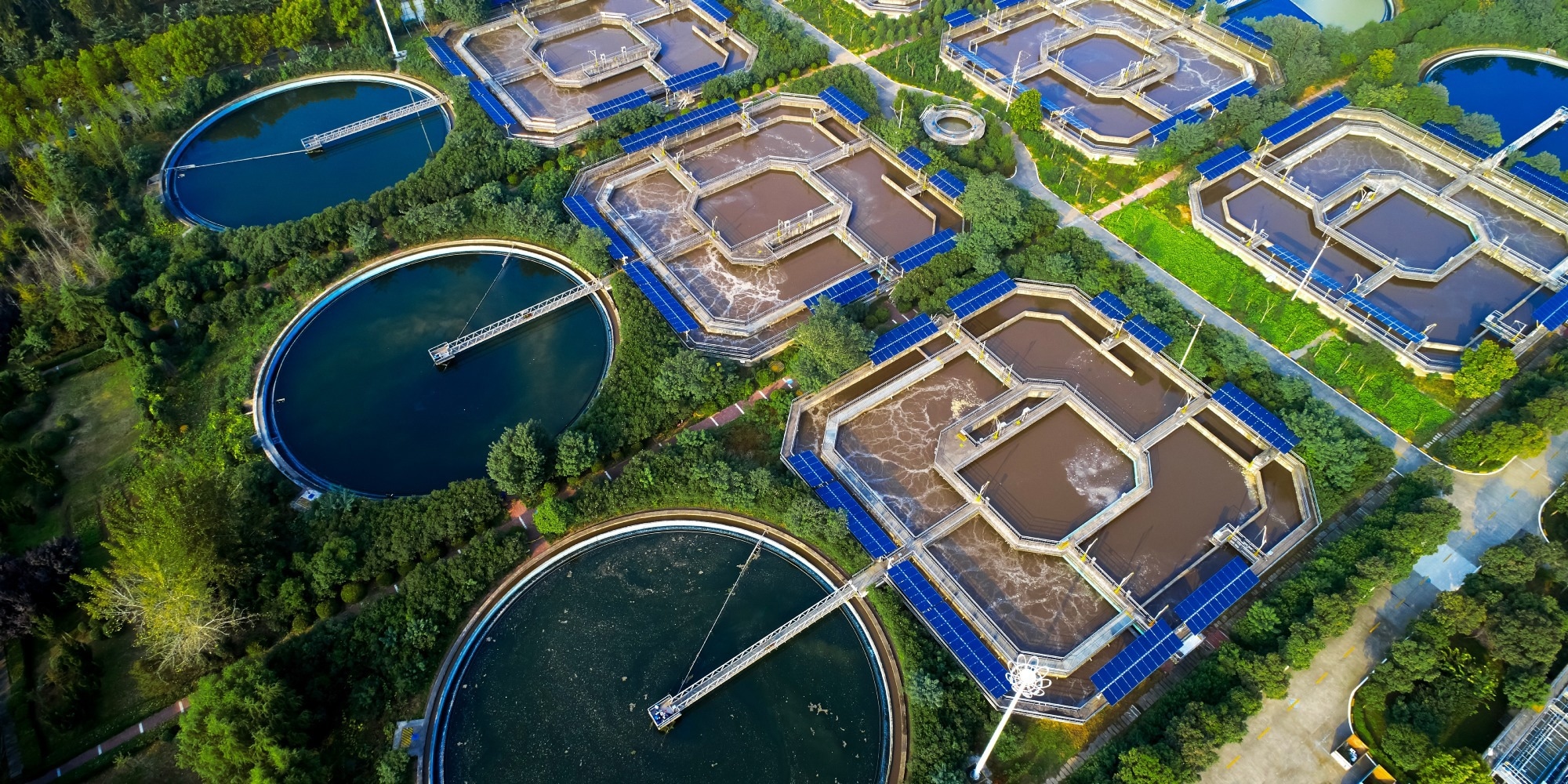 wastewater treatment plant from drone