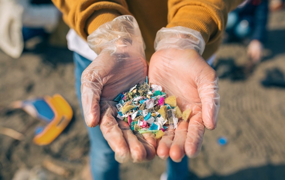 microplastic pollution in hand