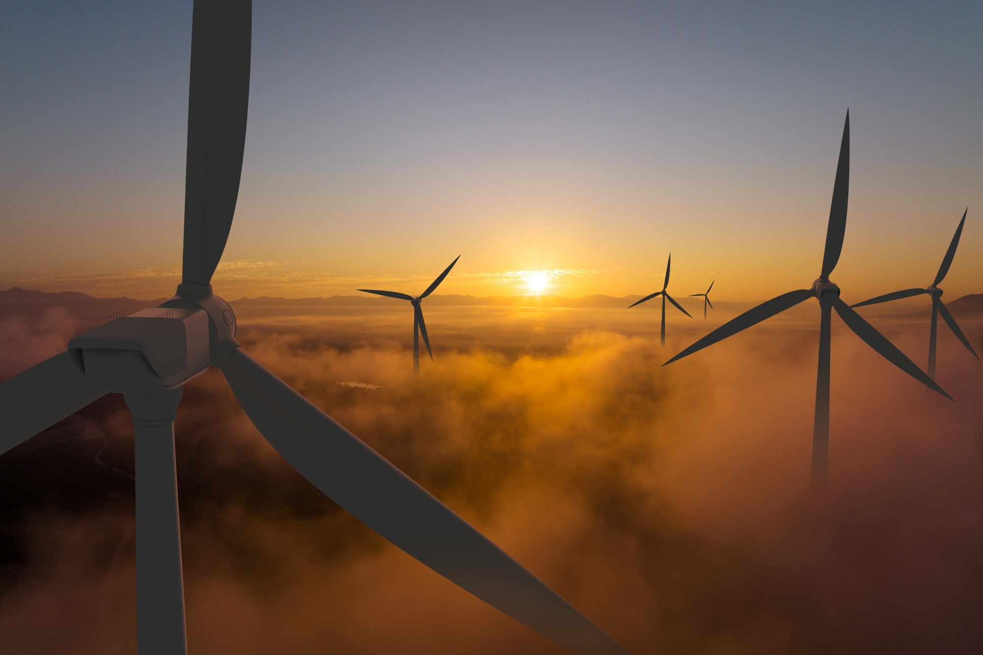 An illustration of wind turbines