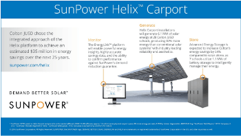 SunPower Helix Carport Systems Estimated to Provide CJUSD with over $35 Million in Electricity Savings